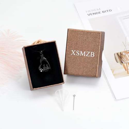 XSMZB Heart Paw Pet Cremation Jewelry for Ashes Cute Cat Memorial Urn Necklace for Women Men Pendant Ashes Holder Keepsake Jewelry - color: Black