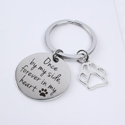 Kefley Loss of Dog Sympathy Gift Pet Memorial Keychain Cat Dog Remembrance Bereavement Gifts Pet Memorial Keepsake Once by My Side Forever in My Heart Key Chain