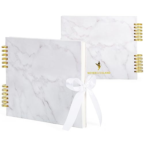 Never Ever Land Scrapbook Album – 12x10 Marble Scrap Book. Scrapbooking Supplies, Memory Book, Wedding Guest Book, Photo Album, Baby Shower Gifts, Valentines, Engagement Gifts, and Anniversary - color: Marble
