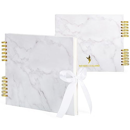 Never Ever Land Scrapbook Album – 12x10 Marble Scrap Book. Scrapbooking Supplies, Memory Book, Wedding Guest Book, Photo Album, Baby Shower Gifts, Valentines, Engagement Gifts, and Anniversary - color: Marble