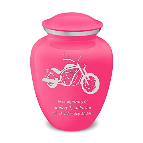 Adult Personalized Motorcycle Cremation Urns for Human Ashes I Large Bright Pink Funeral Urn for Men and Women I 200 lbs - color: Bright Pink