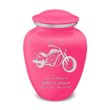 Adult Personalized Motorcycle Cremation Urns for Human Ashes I Large Bright Pink Funeral Urn for Men and Women I 200 lbs - color: Bright Pink