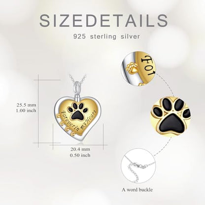 925 Sterling Silver Urn Necklace for Ashes, Teardrop/Tree of Life/Sunflower/Dragonfly/Sea Turtle/Celtic Knot/Elephant/Hummingbird Memorial Cremation Pendant Necklaces for Animal Human Ashes - color: M: Paw Print