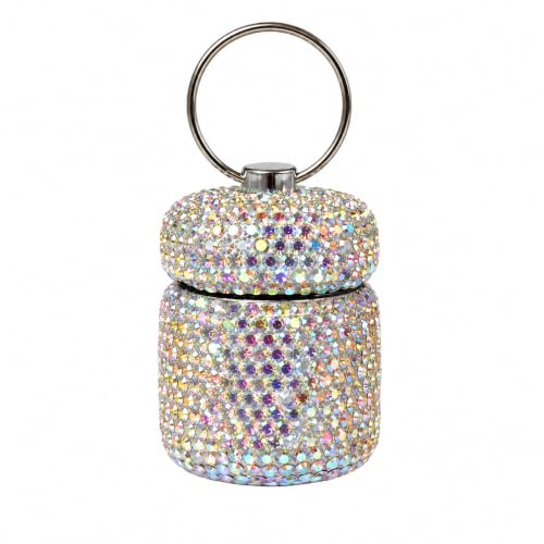 Sparkling Rhinestone Keychain Urn for Ashes, 1.8 Inch Stainless Steel Mini Cremation Urn Keychain for Human or Pet Ashes, Keepsake Memorial Holder, Silver - color: Sliver