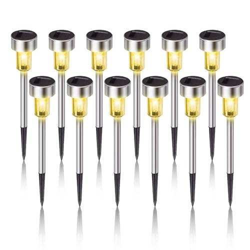 Solar Lights Outdoor Waterproof, Solar Garden Lights, Warm White, 12Pack - color: Warm White, size: 12 Pack