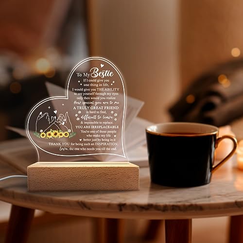 SANDJEST Night Light Gift for Best Friend Bestie Acrylic Light Lamps Gifts BFF Bestfriend Soul Sister Friendship Lights Lamp Gift for Birthday Christmas - color: Bestie