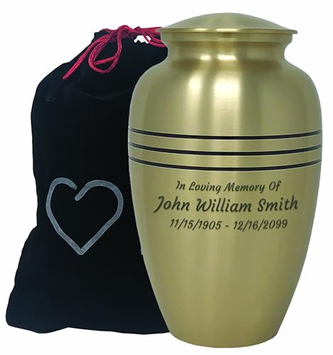 Custom Engraved Classic Bronze Full Size Cremation Urn - Up to Three Lines of Engraving Included - Six Fonts to Choose from - Momentful Life