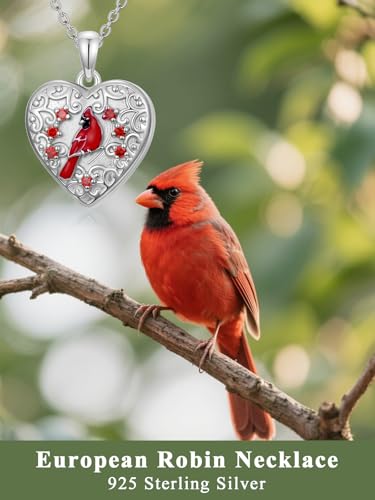 Dorunmo Personalized Locket Necklace 925 Sterling Silver that Holds Pictures Butterfly Birthstone Photo Heart Locket Custom Jewelry Congratulations New Beginnings New Job Gifts for Women - color: Cardinal, style: Personalized Photo