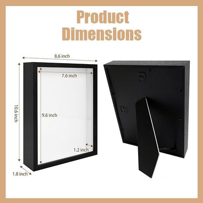 4 Pack Shadow Box Frame Display Cases, 8"x 10" Wood Deep Black Handicrafts Shadowbox Picture Frame for Flowers Jersey for Diy Black