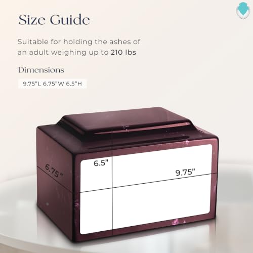 GetUrns Cultured Marble Urn Vault by Mackenzie with Personalized Picture and Text for Human Ashes I Merlot Adult Urns for Male and Female I 210lbs - color: Merlot