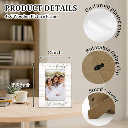 Family Picture Frame, Wooden Picture Frame Birthday Gifts for Families Mom Dad Grandparents, 4x6 Photo Frame for Tabletop Display, Home Office Desk Decor Shelf Display -02 - style: Family