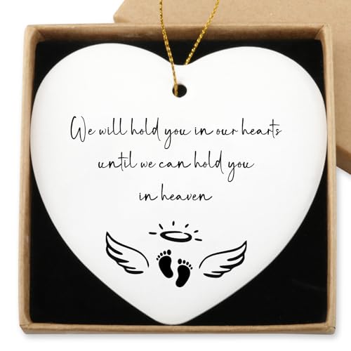 Baby Loss Gifts We Will Hold You in Our Hearts Hanging Ornament Angel Baby Memorial Gift Miscarriage Gifts for Mothers Loss of Baby Sympathy Gift Hialektur Christmas Ceramic Heart Keepsake - color: Baby Loss Gifts