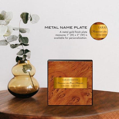 Personalized Small Wooden Cremation Urn: Cherished Keepsake for Loved Ones - Elegant Memorial Gift & Keepsake Box (Dark Brown) - color: Dark Brown Personalized