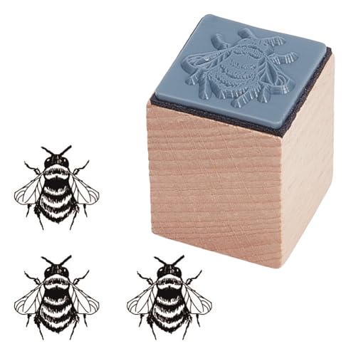 OLYCRAFT Wooden Rubber Stamp Bee Wooden Craft Stamp 1x1x1.2 Inch Mini Rubber Stamps Wood Stamping Tool for DIY Art and Craft Journals Albums Scrapbooking Card Making Planner Envelope - style: Bee