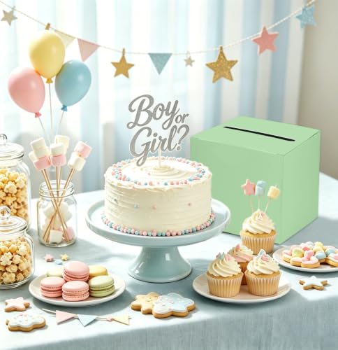 SietDESEO Sage Green Card Box with Slot Money Gift Card Box Holder for Party Wedding Reception Birthday Graduation Bridal Shower Baby Shower Diaper Raffle Box - color: SAGE GREEN CARD BOX, size: 7.8 X 7.8 X 7.8 INCH