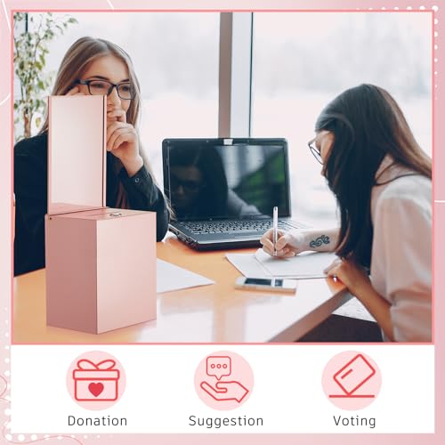Metal Donation Box for Fundraising,Basic,Pink - color: Pink, style: Basic
