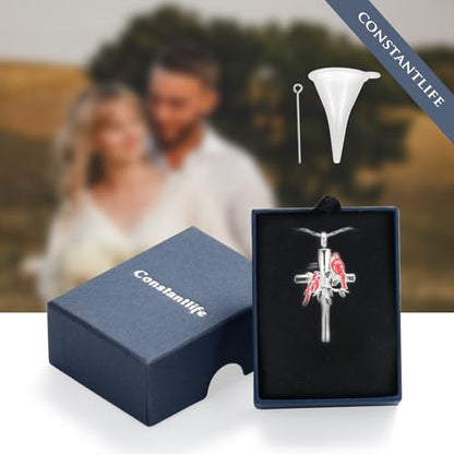 constantlife Cardinal Urn Necklace for Ashes Stainless Steel Red Blue Bird Pendant Cremation Keepsake Human Pet Memorial Jewelry for Women Men - color: Silver