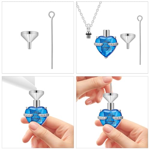 Small Urns & Necklaces for Human Ashes Set of 8, Memorial Keepsake Blue
