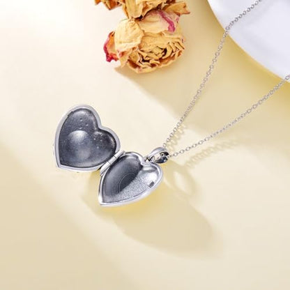 Dorunmo Locket Necklace 925 Sterling Silver Pictures Photo Keep Someone Near to You Custom Lockets Mother's Day Jewelry Personalized Photo Locket Gifts - color: J-Rose, style: Locket Only