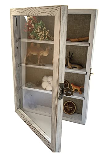 WANLIAN Shadow Box Frame with Acrylic 11x16“ Wooden Shadow Box Display Case with 3 Detachable Shelves & Linen Back, Wall-Mounted Deep Display Box Picture Frame for Photos Memorabilia (White) - color: White