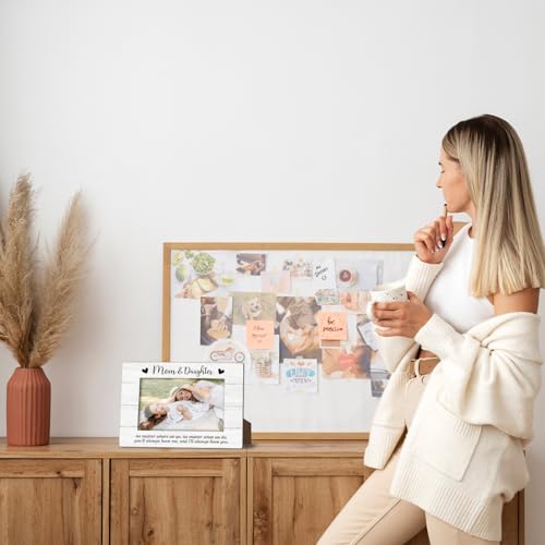 Mom and Daughter Picture Frame, Wooden Picture Frame Birthday Gifts for Mommy Mother, Mom Gifts for Mother's Day, 4x6 Photo Frame for Tabletop Display, Home Office Desk Decor Shelf Display -04 - style: Mom and Daughter