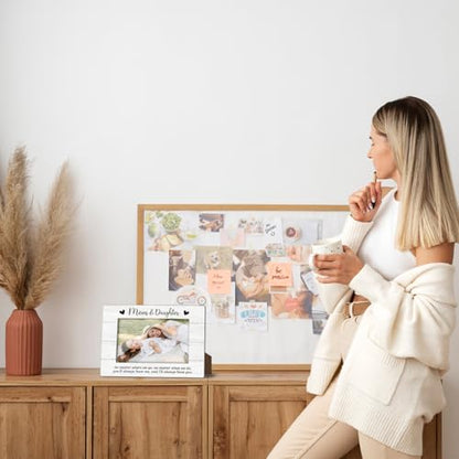 Mom and Daughter Picture Frame, Wooden Picture Frame Birthday Gifts for Mommy Mother, Mom Gifts for Mother's Day, 4x6 Photo Frame for Tabletop Display, Home Office Desk Decor Shelf Display -04 - style: Mom and Daughter