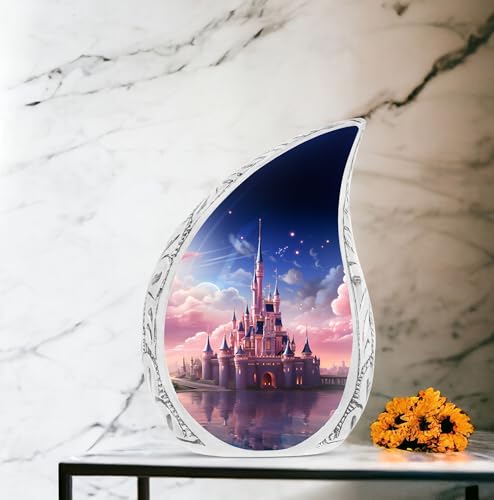 Dream Castle in The Sky Urn, Drop Urn for Ashes for Women, Urns for Human Ashes Adult Male, Cremation Urn Human Ashes, Burial Urn for Ashes for Men, Large Urns for Human Ashes Adult 10 Inch - size: Large