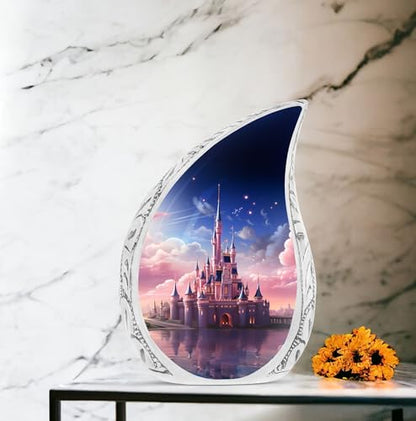 Dream Castle in The Sky Urn, Drop Urn for Ashes for Women, Urns for Human Ashes Adult Male, Cremation Urn Human Ashes, Burial Urn for Ashes for Men, Large Urns for Human Ashes Adult 10 Inch - size: Large