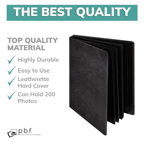 pbf Photo Booth Album | 2x6 Photo Album w/Picture Sleeves | 2x6 Strips Memory Book | Photo Strip Album | Wedding Photo Album for Photo Booth Pictures | 100 Pages, Holds 200 Photos (Black, 1-Pack) - color: Black