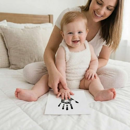 Baby Inkless Milestone Cards Hand Casting Kit Ink Print Hand and Footprint Kit Dog or Cat Pet Paw Print Kit Baby Newborn Footprint Kit Photo Album Keepsake Book Feet Stamp (Single FineGift Set) - style: Single Fine Gift Set