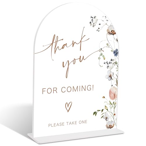Boho Floral Thank You for Coming Sign, Arch Acrylic Sign with Stand, Wedding Signage for Reception, Bridal Shower Table Decor, Engagement Party Decorations, Wedding Must Haves for Reception, 10 - color: Thank You for Coming Sign, 10