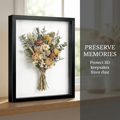 4 Pack Shadow Box Frame Display Cases, 8"x 10" Wood Deep Black Handicrafts Shadowbox for Flowers Jersey Wedding (Black and White) - color: Black and White