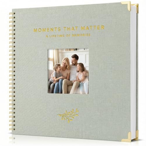 Beautiful Linen Scrapbook Photo Album 10"x10" - 40-Page Blank Guest Book | Perfect to Preserve Special Memories of Family, Weddings, Birthdays and Baby Showers - Timeless Keepsake for Every Home - color: Sage
