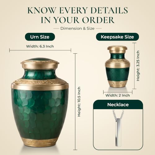 Personalized Gold & Green Cremation Urns for Human Ashes Adult Set of 6 - color: Royal Teal Urn Set - Custom