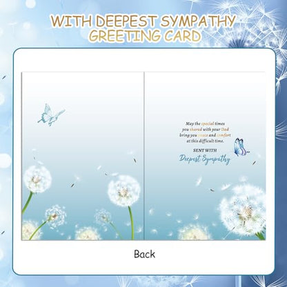 HOWAF Sympathy Card & Memorial Keyring for Loss of Dad, Deepest Sympathy Cards, Thinking of You, Unisex Adult, White and Blue, Floral