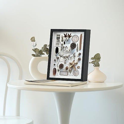 Shadow Box Frame 8x10 - 3 Pack Wood Deep Shadowbox with Glass - size: 8x10-3pcs-black