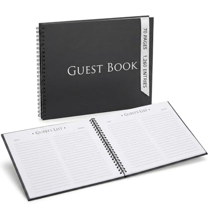 Iconikal Hardcover Guestbook 1260 Entries Charcoal 10x8" Spiral