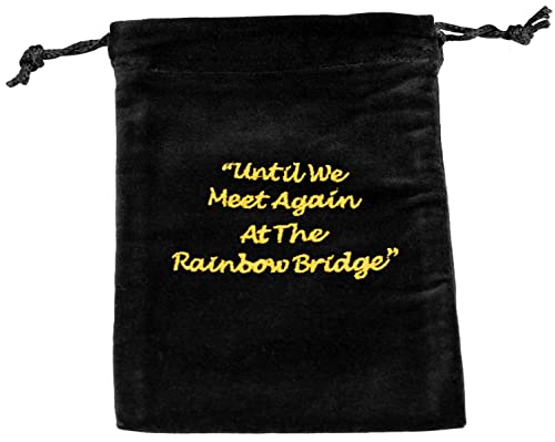 Small Black Velvet Rainbow Bridge Cremains Bag for Ashes - Small Size 5"L x 7"H - for Holding 20 Cubic Inches of Pet Cremains - Includes Plastic Bag for Ashes - color: Black, size: Small