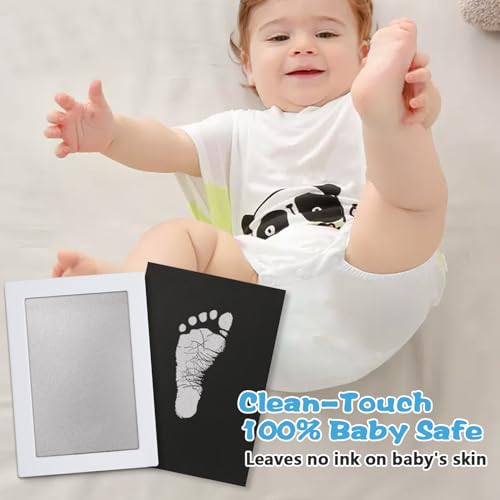 Baby Handprint Ink Pads,Inkless Print Kit,Pet Paw,Baby,Festival Gift | XL Size,2 Pcs Baby Handprint Ink Pads with Clean-Touch & 6 Imprint Cards Safe for Baby, Family Keepsake, Pet Paw Kit,Silver - color: Silver