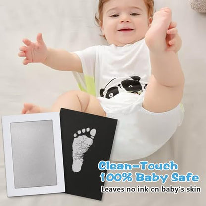 Baby Handprint Ink Pads,Inkless Print Kit,Pet Paw,Baby,Festival Gift | XL Size,2 Pcs Baby Handprint Ink Pads with Clean-Touch & 6 Imprint Cards Safe for Baby, Family Keepsake, Pet Paw Kit,Silver - color: Silver
