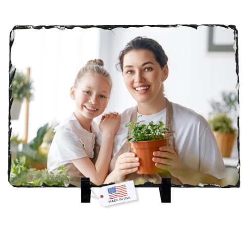 LOUISMIAA Personalized Picture Frame Custom Photo Stone Rock Slate Plaque Frames,Customized Gifts for Mothers Fathers Day Valentine's Day Wedding Birthday Christmas,Rectangular 7.8x5.9 inch - color: Rectangular-7.8*5.9 inch