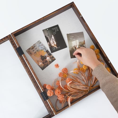 Muzilife 16x20 Shadow Box Pine Wood with Unique Bead Door, 3.18 Deep, Brown - color: Brown-bead Shape, size: 16"x20"