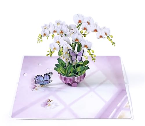 CUTPOPUP Sympathy Pop Up Card, 3D Orchid Flower Condolence Card, With Deepest Sympathy Bereavement Card for Loss of Loved One, Mom, Dad, Pet SD293US - color: Sympathy Orchid-6x8in