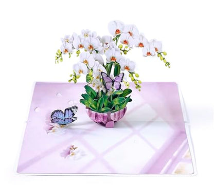CUTPOPUP Sympathy Pop Up Card, 3D Orchid Flower Condolence Card, With Deepest Sympathy Bereavement Card for Loss of Loved One, Mom, Dad, Pet SD293US - color: Sympathy Orchid-6x8in
