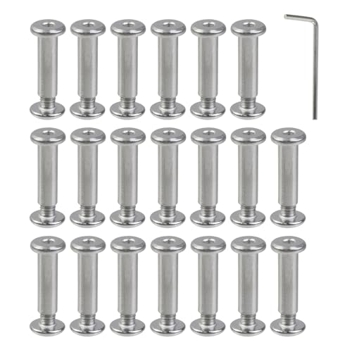 Oedema Leather Rivets M4×6mm Silver, 20 Sets | Stainless Steel Belt Screws, Φ5×16mm Chicago Screws, for Leather Crafting, Bed, Photo Albums - size: M4×6mm, Φ5×16mm