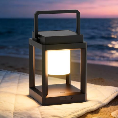 Outdoor Table Lamp, 3-Level Brightness LED Solar Table Lamp, Solar Lanterns Outdoor Waterproof Hanging for Patio Walking Reading Camping