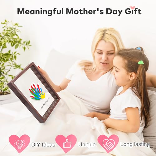 Family Handprint Kit for 5, Hand Print Keepsake Frame DIY Craft Gift - color: Walnut, size: 5 Pages Acrylic Boards