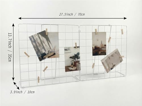 Double-Sided Foldable Desktop Photo Display Board White | 20 Wooden Clips, Photo Display Organizer, Accessory & Handcraft Display, Photo Display Board, For Home Office - color: White
