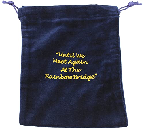 Medium Blue Velvet Rainbow Bridge Cremains Bag for Ashes - Medium Size 7"L x 9"H - for Holding 85 Cubic Inches of Pet Cremains - Includes Plastic Bag for Ashes - color: Blue, size: Medium