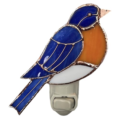 Gift Essentials Bluebird Plug-in Night Light - Stained Glass Nightlight | Bluebird Stained Glass Plug-in Nightlight with On/Off Rocker Switch. Includes One 4-Watt Replaceable Warm-Glow Bulb. - color: Bluebird